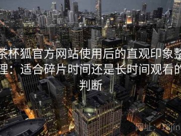 茶杯狐官方网站使用后的直观印象整理：适合碎片时间还是长时间观看的判断