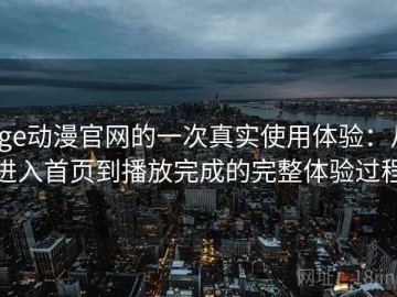 age动漫官网的一次真实使用体验：从进入首页到播放完成的完整体验过程